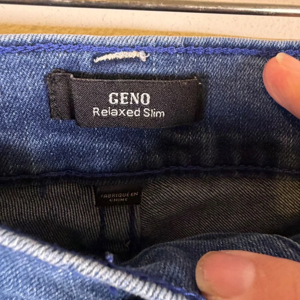 True Religion Mens Geno Relaxed Slim Horseshoe Stitch Blue Jeans Size 31
